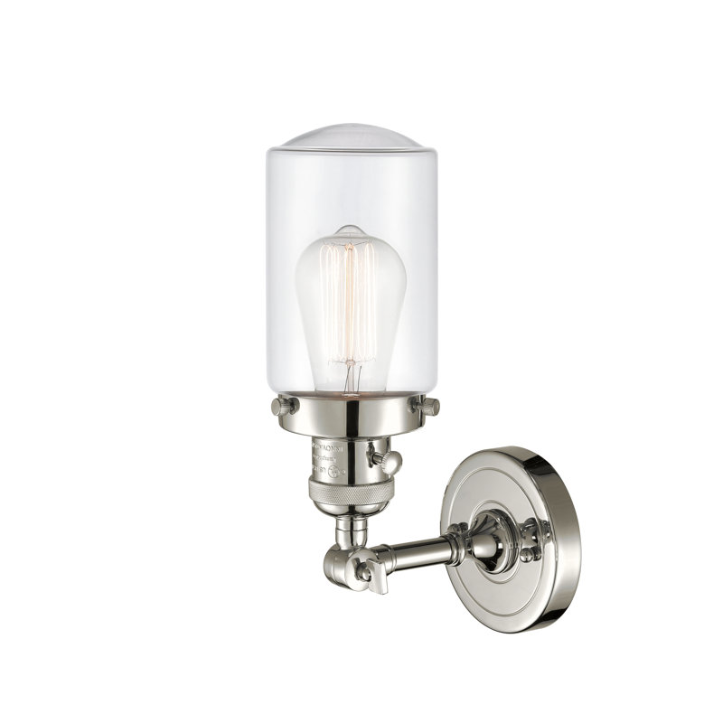 Applique murale à bras 1 lumière Saroyan, Transparent, Ampoule DEL rétro de 3,5 watts, Nickel poli