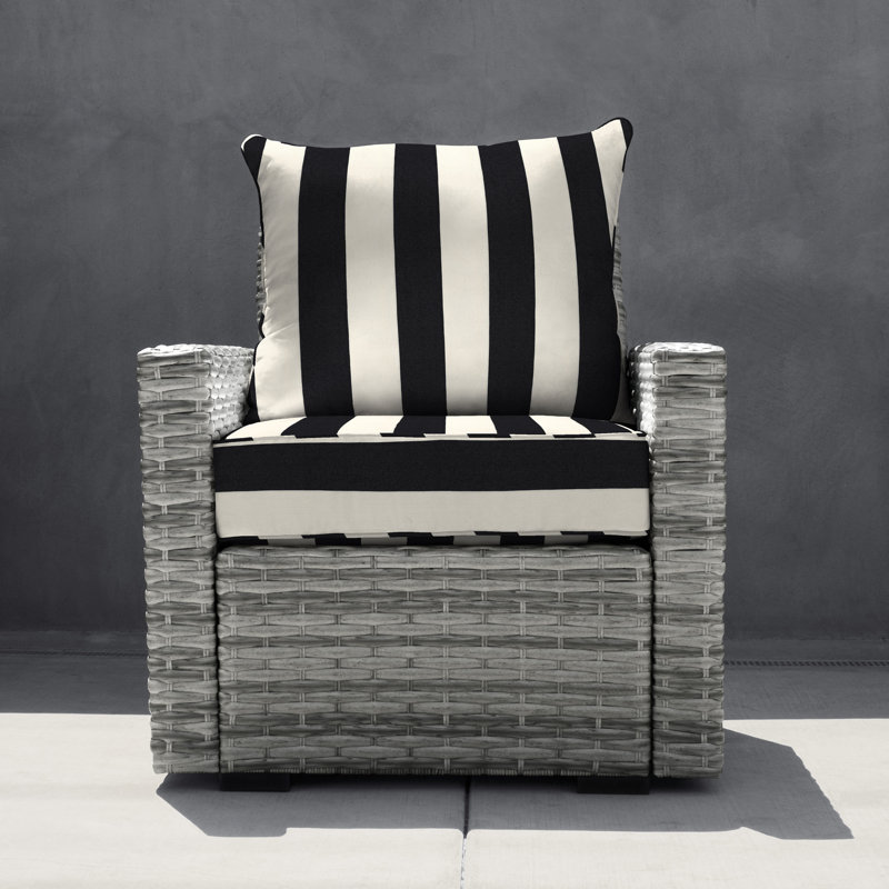 Outdoor Deep Seating Cushion Set – Comfortable, Durable, Weather-Resistant Design - Basics by Wayfair™, Black Awning Striped