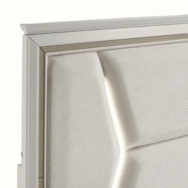 Cadre de lit avec tablettes latérales, deux tiroirs et port USB intégré, Grand, Blanc2