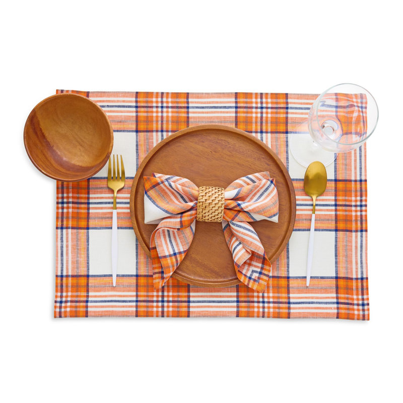 Orange Plaid - 100% Pure Line Dinner Napkins