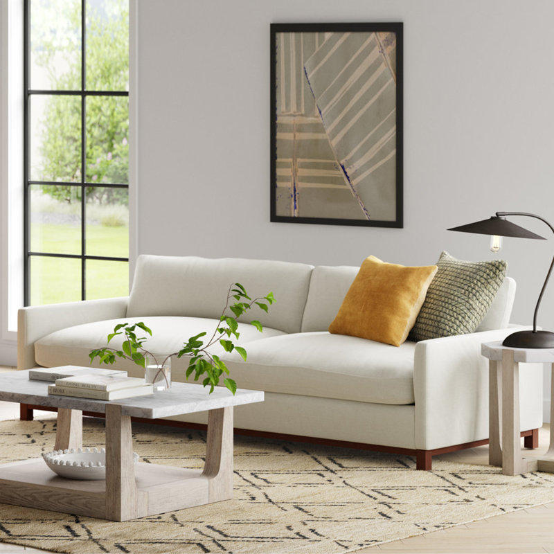 Canapé rembourré Liz, Lin Performance Effie, Marron foncé, H 32,28 po x l 101,97 po x P 39,37 po