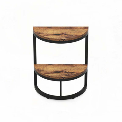 2-Tier Semi-Circle End Table with Storage Shelf