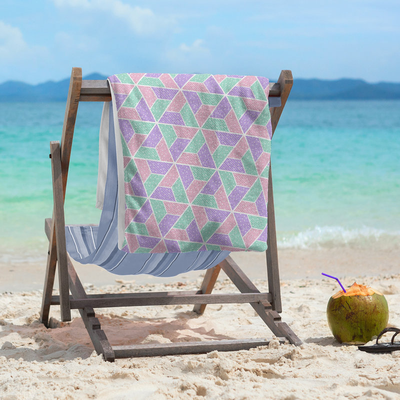 Katelyn Elizabeth Cotton Blend Beach Towel, Purple/Green/Pink