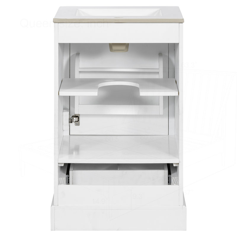 Meuble-lavabo 20 po avec lavabo en céramique, Blanc