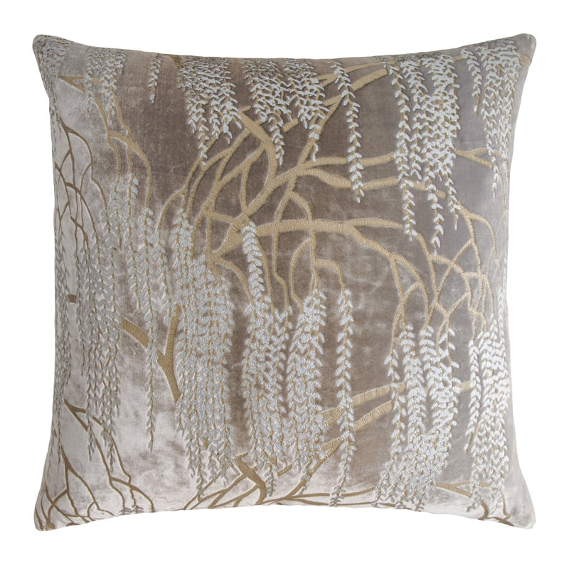 Willow Rayon/Viscose Reversible Throw Pillow, Coyote, 18" x 18"