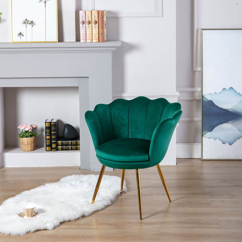 Aguilard Upholstered Armchair, Gold colours, Velvet, Green