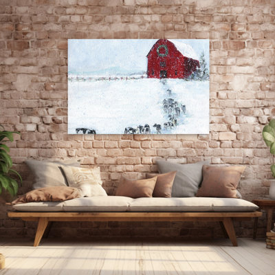 Last Cow In Before Christmas Abstract Contemporary Cow Winter Architecture Wall Art Print