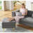 Upholstered Bouclé Square Ottoman with Metal Legs, Large Ottomans-1337437238