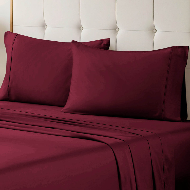 Luxury 700 Thread Count Certified Egyptian Cotton Sateen Pillowcase, King, Burgundy