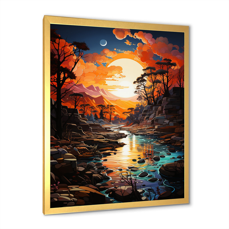 «Native River Of Wisdom I», reproduction sur toile, Cadre doré simple, H 20 po x l 12 po x P 1 po