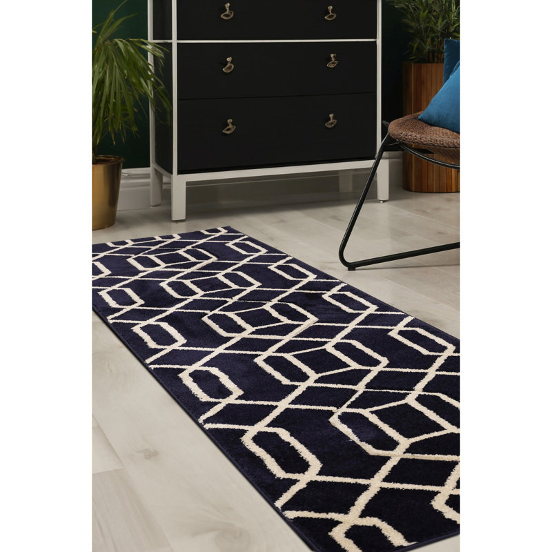 NEWPORT LATTICE NAVY , Runner 60 x 200cm