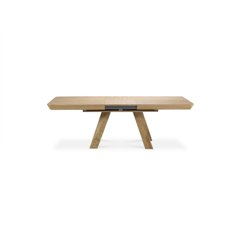 Akaja Extendable Oak Solid Wood Top Dining Table, Natural Oak Veneer/Oak, Oak