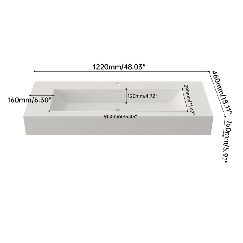 48 Inch Solid surface Basin