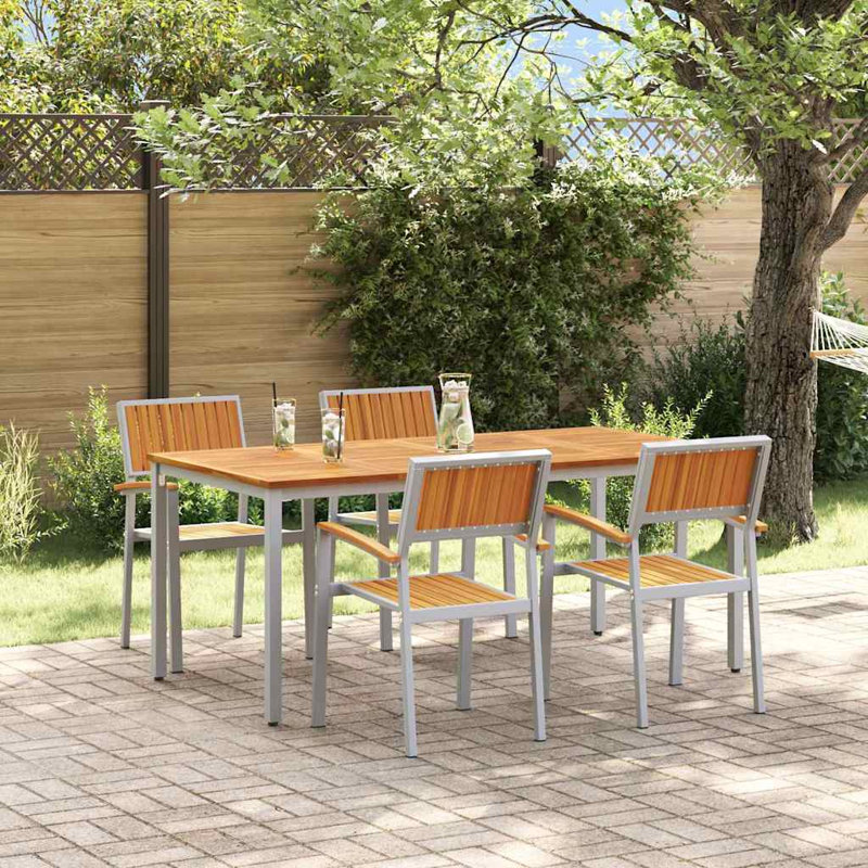 5 Piece Garden Dining Set Metal, 75cm H x 180cm W x 90cm D