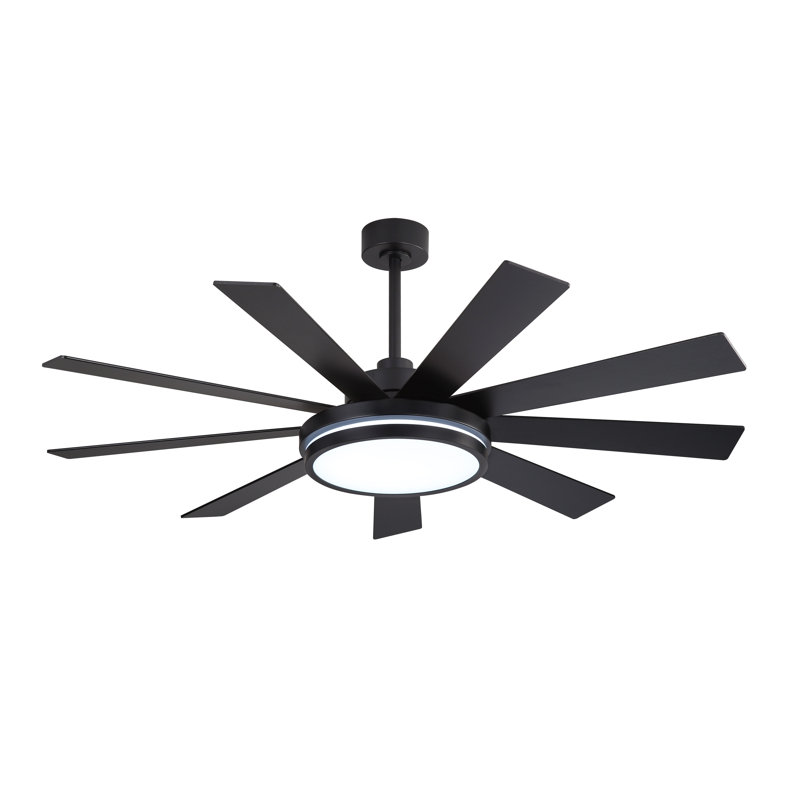 Ventilateur de plafond 60 po à double face noir et gris Mlian, Noir, Bois noir / gris