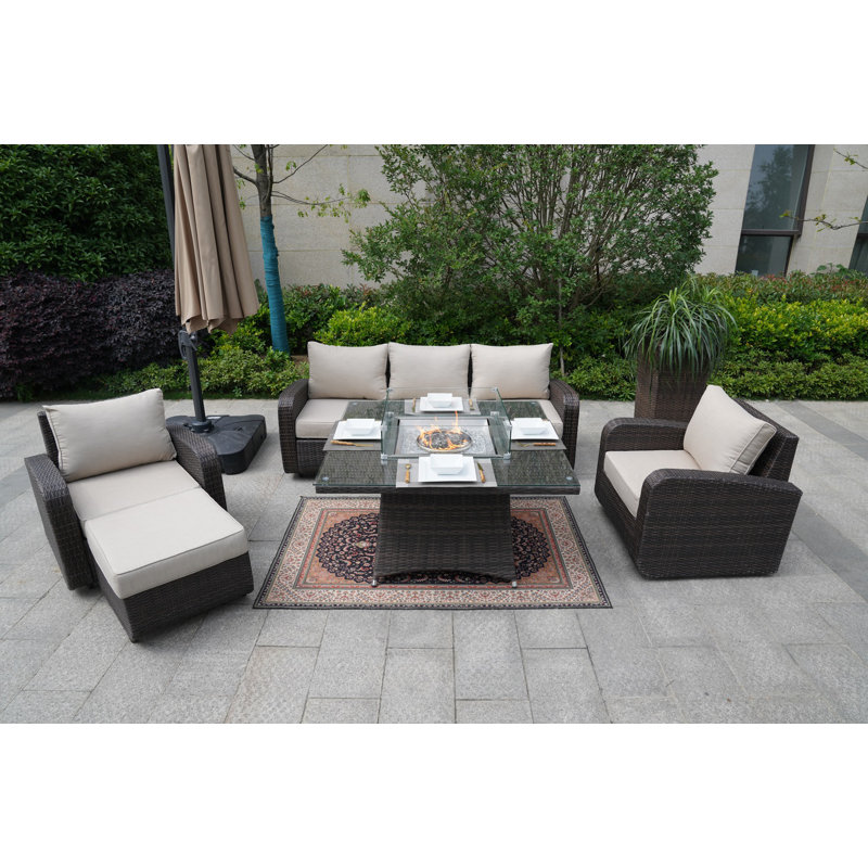 6 - Person Patio Conversation Set with Cushions