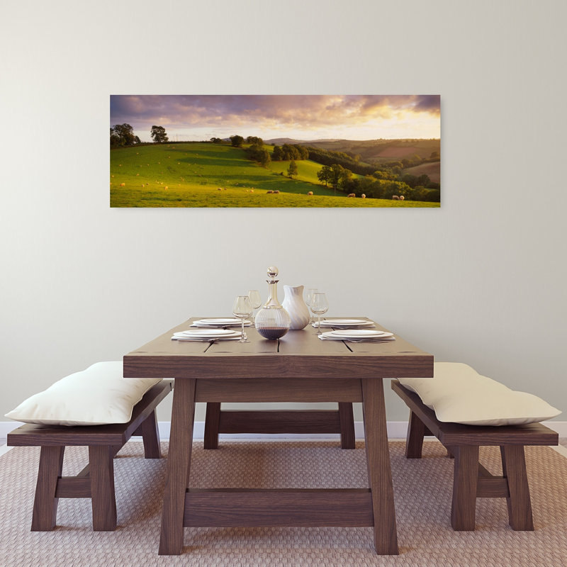 Vue en plongée de moutons paissant dans un champ, Bickleigh, Mid Devon, Devon, Angleterre, paysage contemporain abstrait, art mural