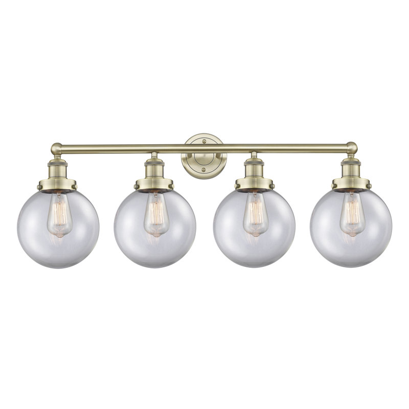 Alphonsa 4 - Light Dimmable Vanity Light, Clear, Antique Brass