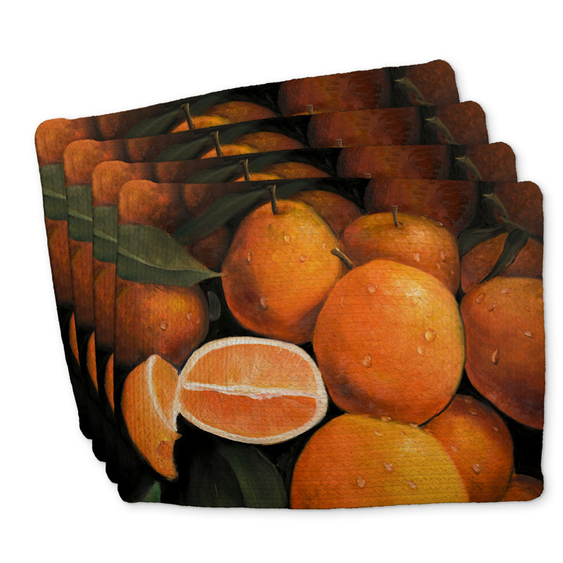 Braided Polyester Placemats Set of 4 - Fresh Oranges Decor