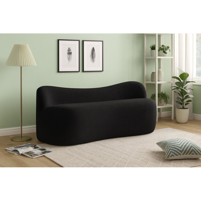 Flair Flair Boucle Fabric Bench, Black Boucle Fabric