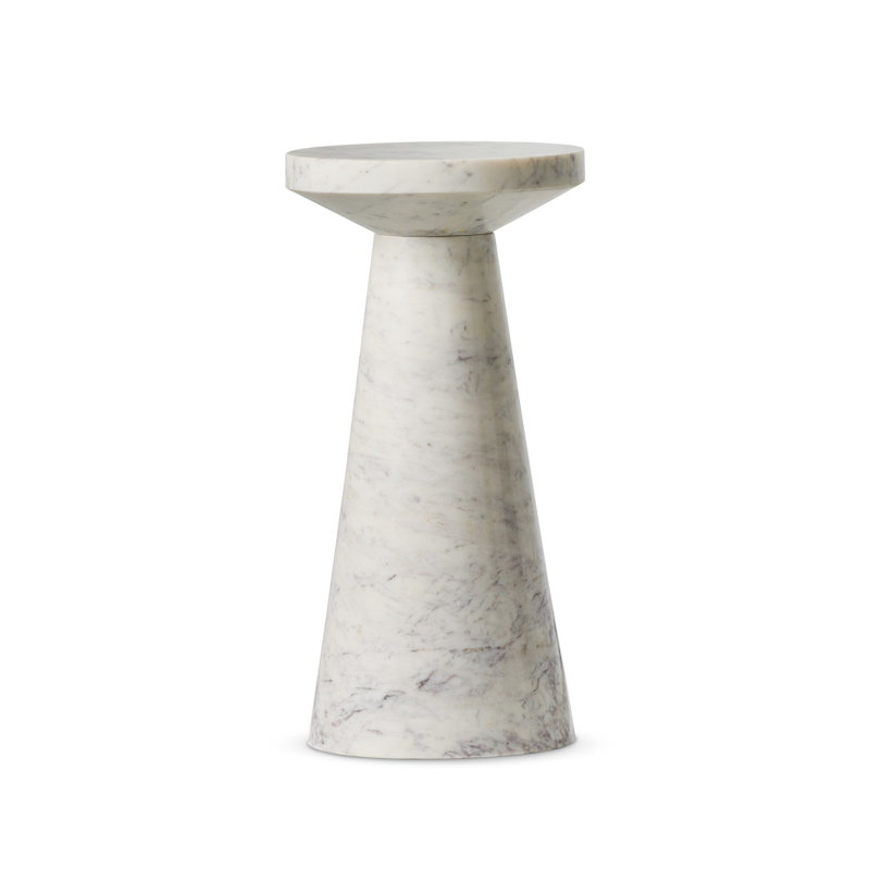 Mabel Nesting End Table-Short-Veined White Marble, 20.5" H x 10" W x 10" D