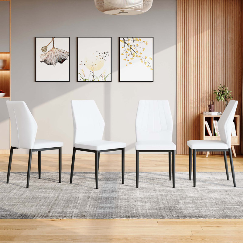 Ensemble de chaises de salle à manger ergonomiques avec dossier en polyuréthane et rembourrage confortable, Black