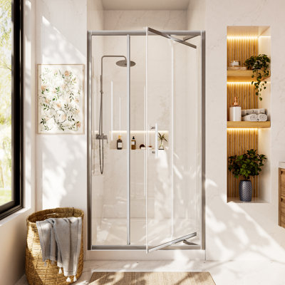 Porte de douche pivotante encastrée encastrée 40 à 42 po x H 76 po