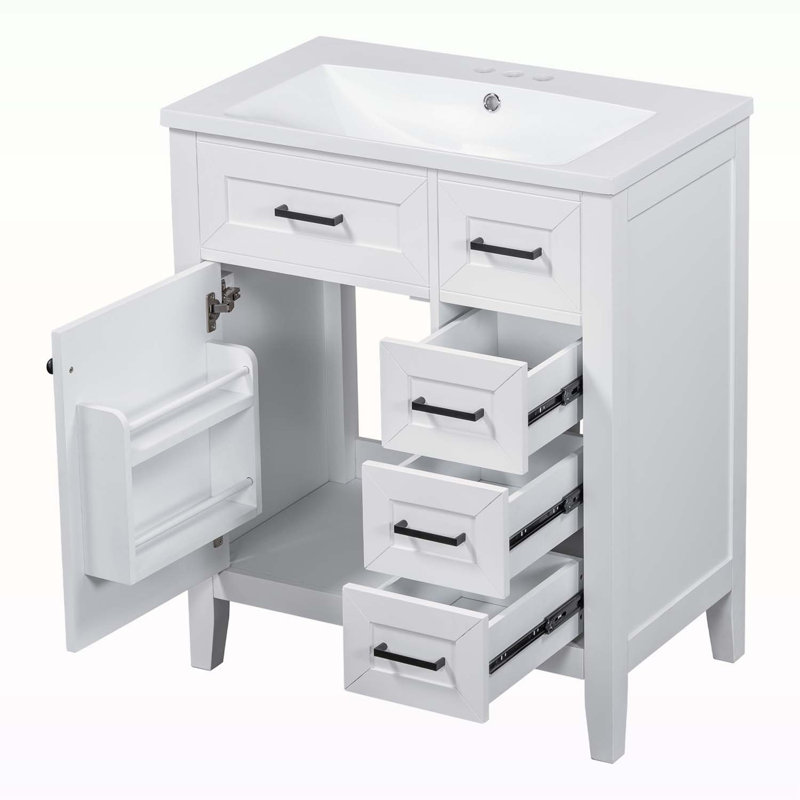 Bathroom Cabinet with Drawers,with Sink Combo, White