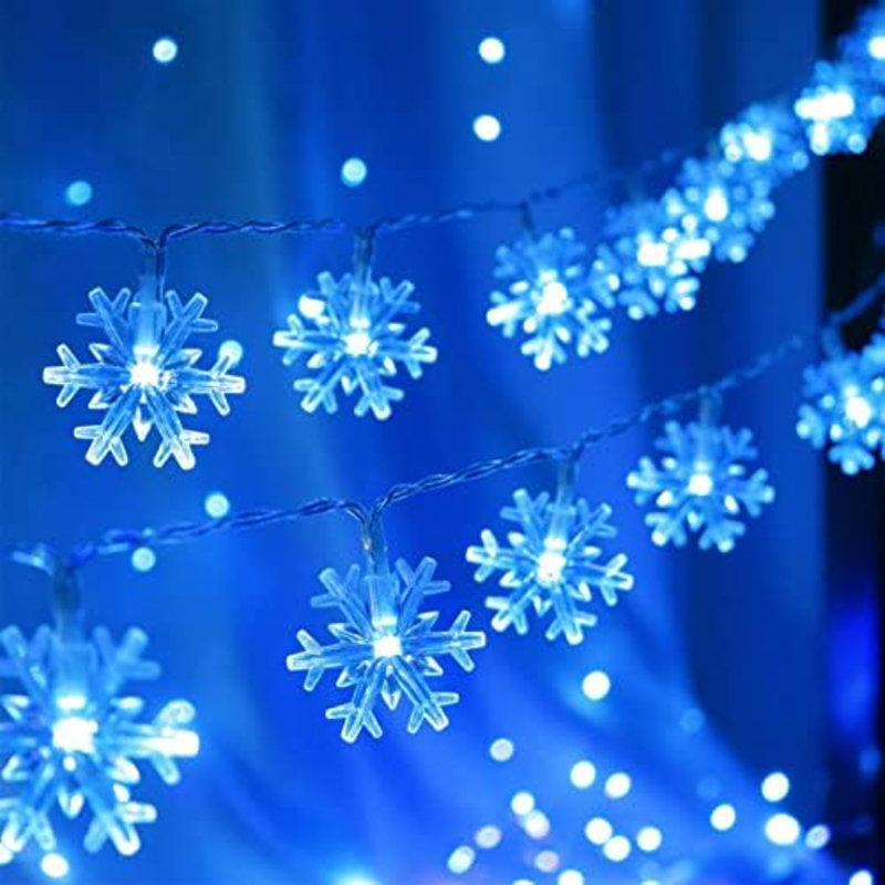 Christmas Lights, 20 Ft 40 LED Snowflake String Lights Battery Operated Fairy Lights Hanging Lights For Bedroom Patio Room Party Home Xmas Decor Indoor Outdoor Christmas Tree Decoration