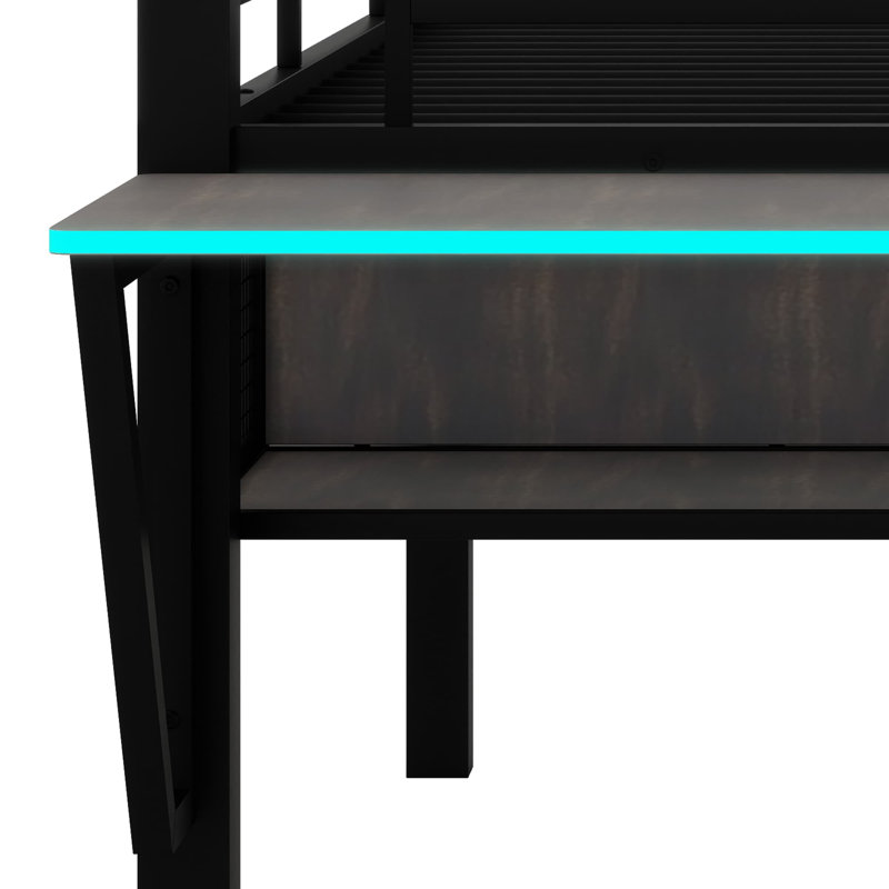 Lit mezzanine avec bureau Gaming, DEL