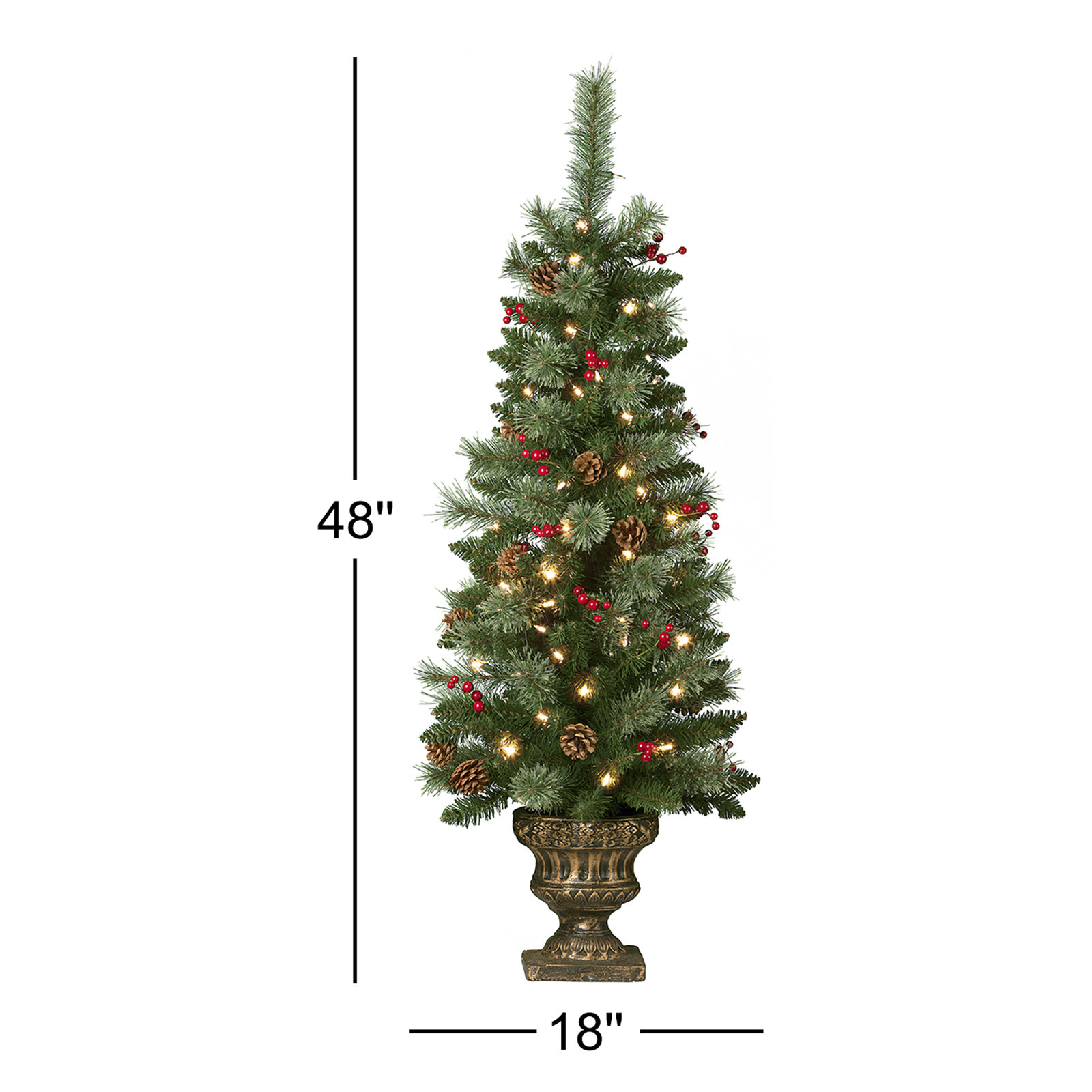 Hahne Flocked 4' Pre-Lit Spruce Christmas Tree