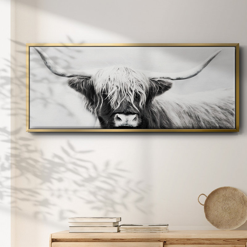 Highland Longhorn - toile encadrée, H 24 po x l 60 po