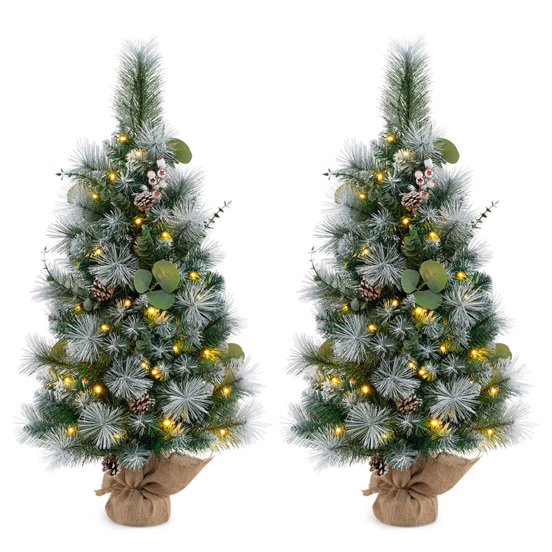 Arbre de Noël artificiel 2 pièces 3 pi avec 98 branches et aiguilles de pin The Holiday Aisle®