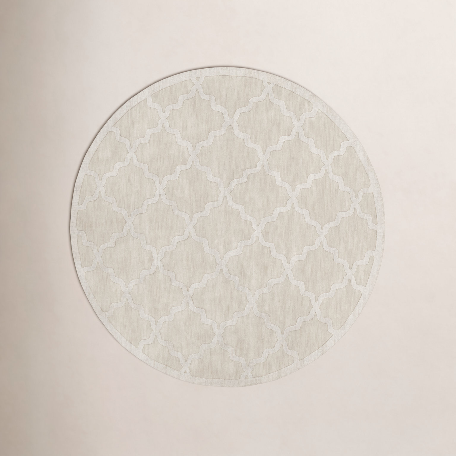 Romina Beige Handmade Wool Geometric Rug, Round 7'9"
