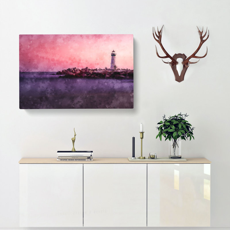 Lighthouse & Seascape Santa Cruz - Wrapped Canvas Painting, 35cm H x 50cm W x 3cm D