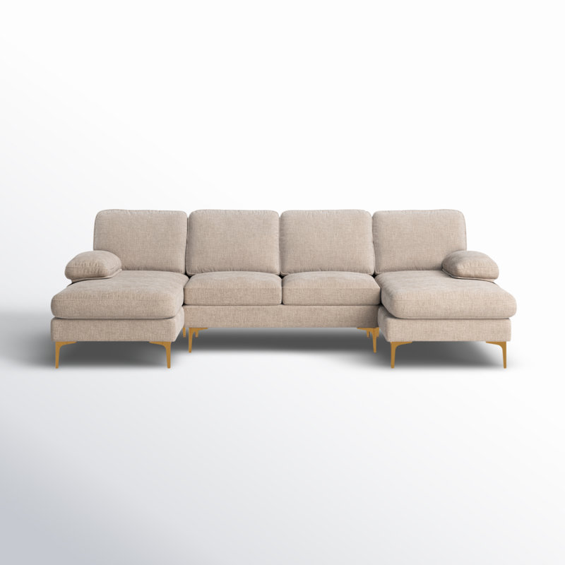 Canapé modulaire d'intérieur en U à 4 sièges Trego, Chenille chameau