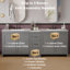 Meuble-lavabo double 84 po, 2 lavabos en céramique et un comptoir, avec tablettes réglables et 3 tiroirs, grand espace de rangement, poignées en métal argenté et charnières à fermeture en douceur, -693271106