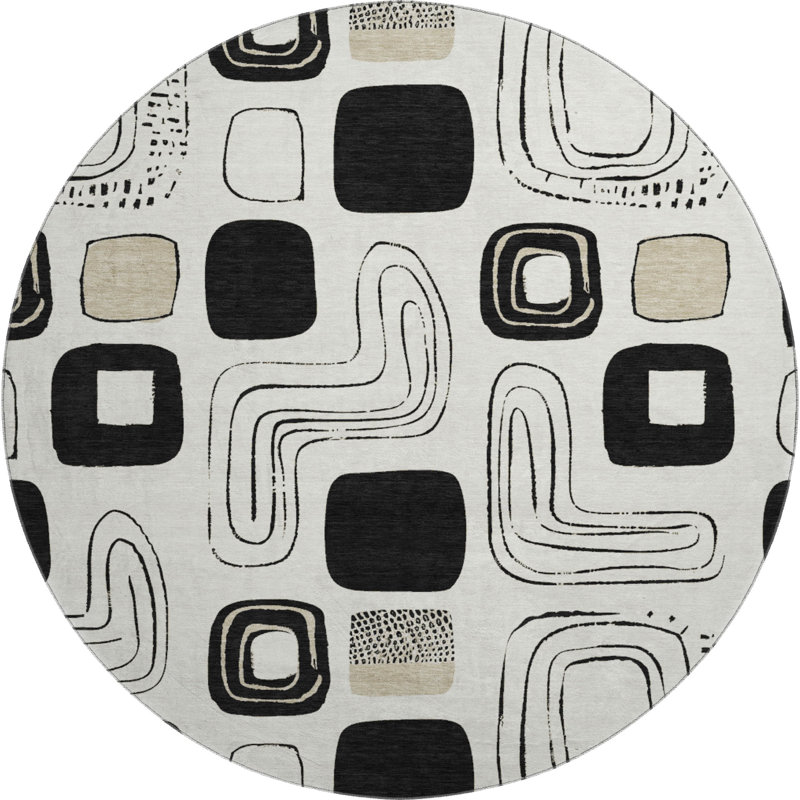 Premium Machine Washable Slesnick AMF1670 Geometric Rug, Round 8'