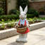 Statue de jardin de lapin rose 17 po avec porte-pot de fleurs, sculpture de lapin en résine peinte à la main pour la décoration extérieure