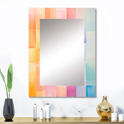 Paster color cubes motifs I - miroir mural géométrique, miroir décoratif moderne, impression d'art en métal
