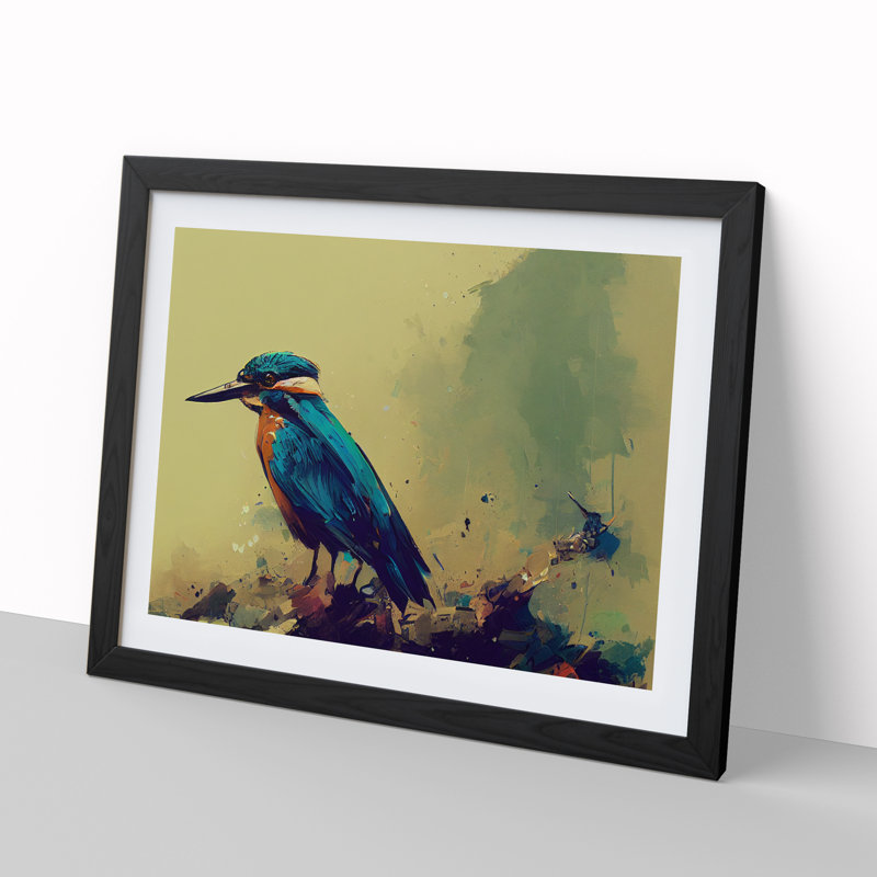 Kingfisher Bird Vol.8 - Framed Print, 46cm H x 64cm W x 2cm D, Black