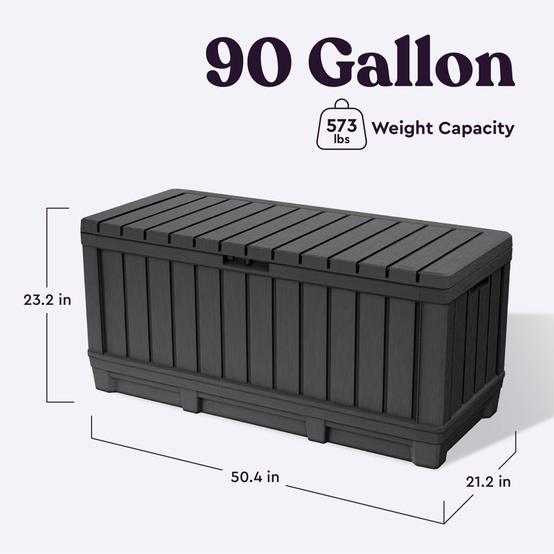 92 Gallon Resin Deck Box, Dark Gray