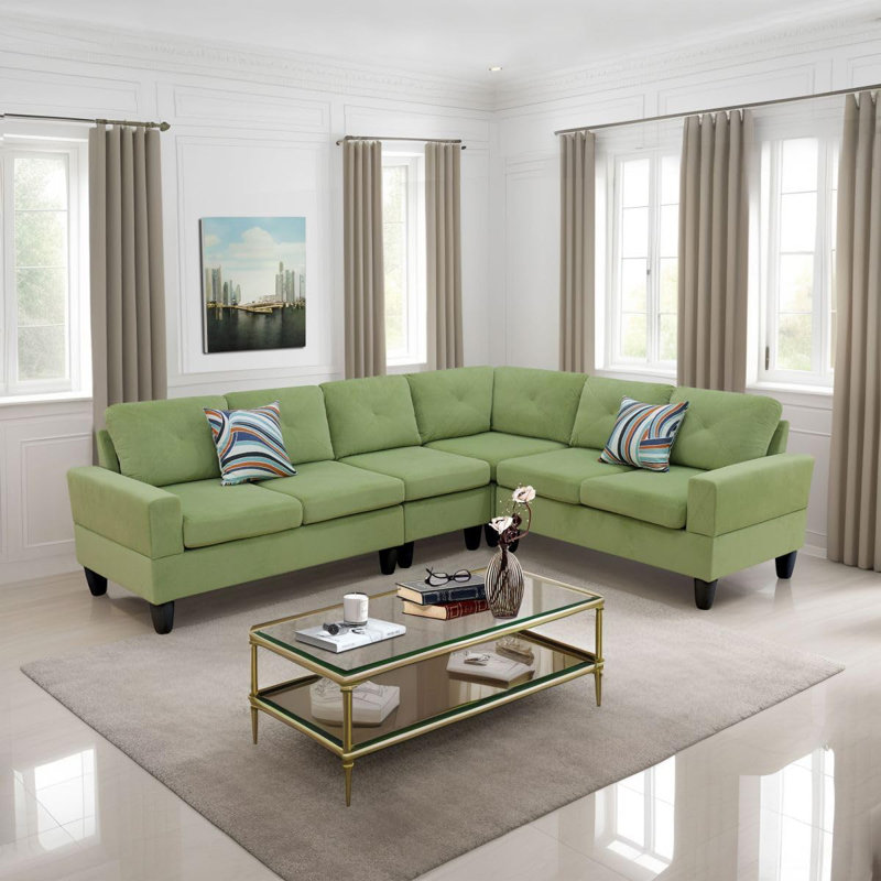 Canapé modulaire en flanelle 4 pièces 4 pièces, Flanelle vert pomme