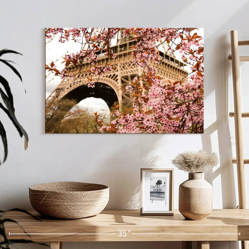 Fleurs de cerisier Ravi Tour Eiffel, H 16 po x l 24 po