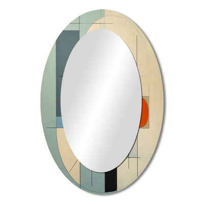 Serendipity Abstract Mid-Century Geometrics II - Mid-Century Oval Wall Mirror