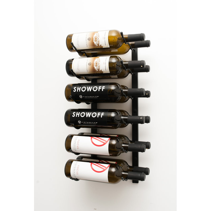 Rackers 12 Bottle Wall Mounted Wine Bottle Rack, Matte Black