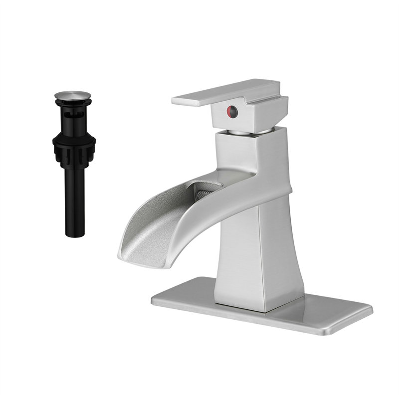 Single-Hole Single-handle Bathroom Faucet with Drain Assembly, Brushed Nickel