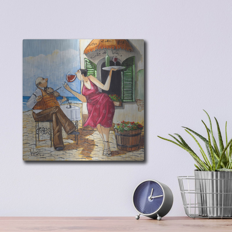 Art mural en métal Red Barrel Studio «Wine & Music» par Ronald West, H 12 po x l 12 po