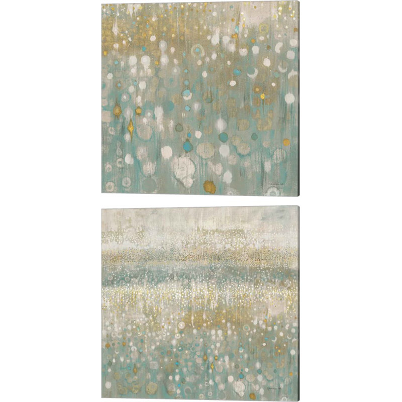 «Rain Abstract Neutral» par Danhui Nai, ensemble de 2 peintures sur toile tendue