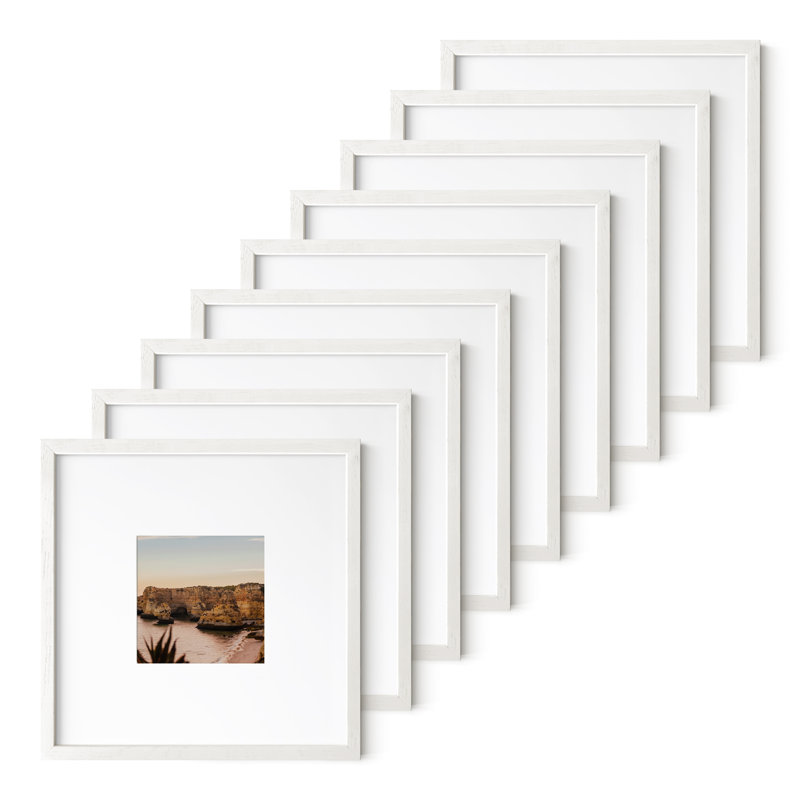 Cadre photo en bois, Blanc, Bois massif, L 20 po x H 20 po